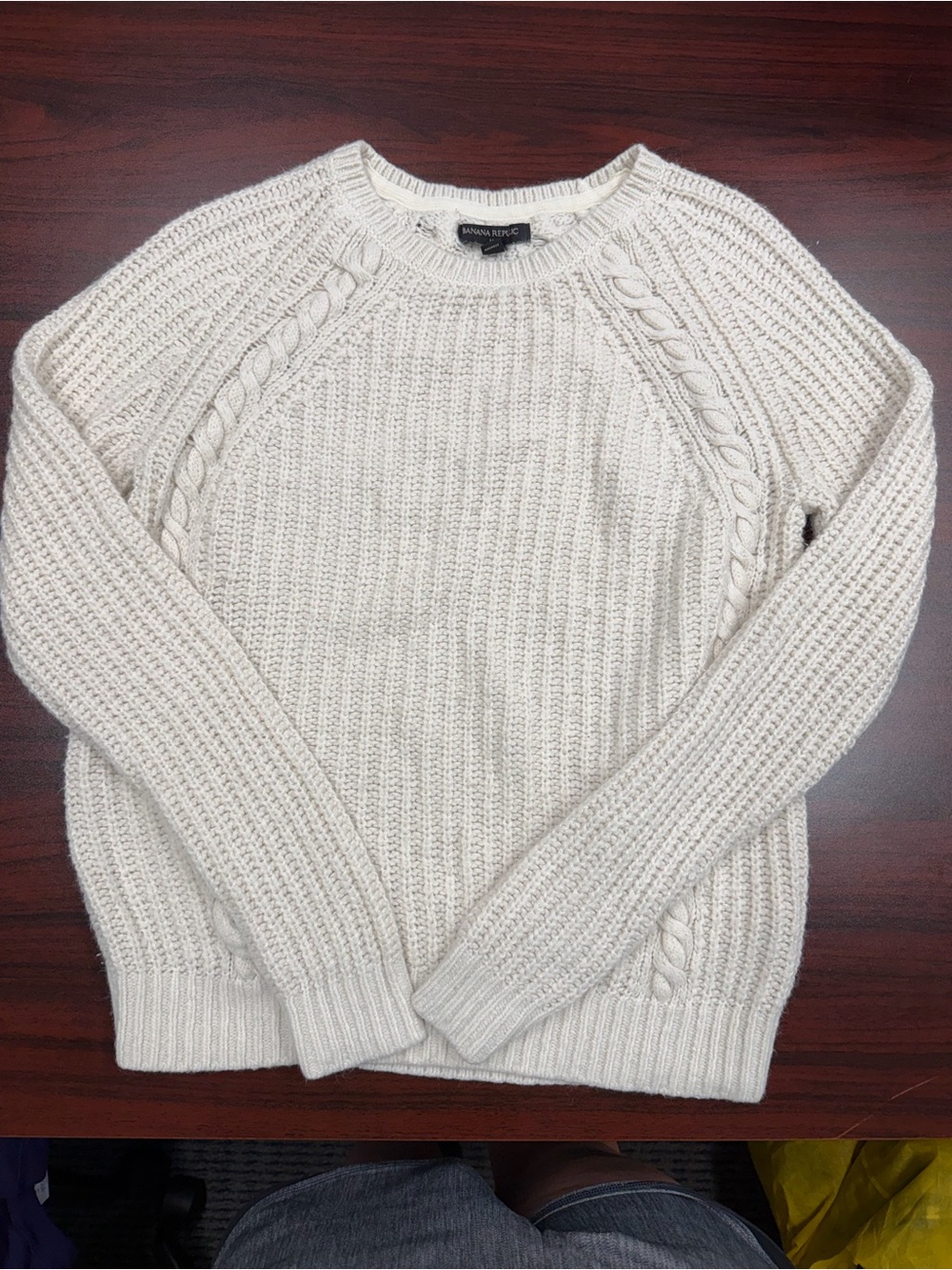 Banana Republic Off-White Cable Crew Sweater